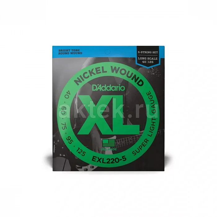 D'Addario EXL220-5 комплект струн, 5 струн, калибр 40-125