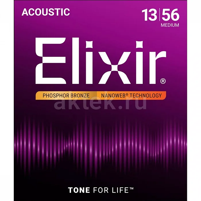 Elixir 16102 NanoWeb комплект струн, калибр 13-56, Medium