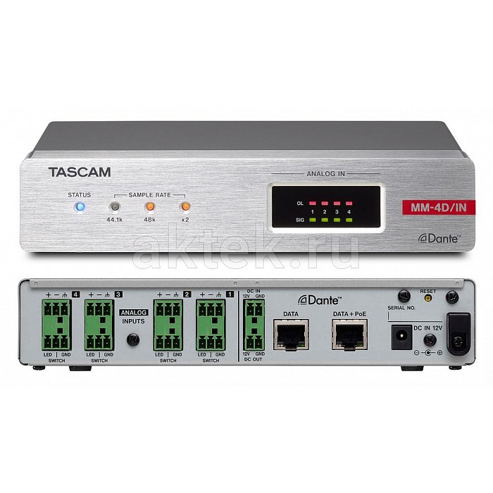 Tascam MM-4D/IN-E Dante-Analogue конвертор с DSP Mixer