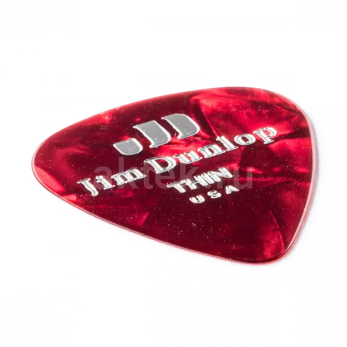 Dunlop 483P09TH Celluloid Red Pearloid Thin медиаторы, целлулоид, 12 шт 2