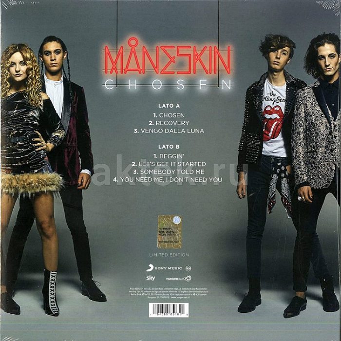 Виниловая пластинка MANESKIN - CHOSEN 180 GRAM BLACK VINYL 12" 2