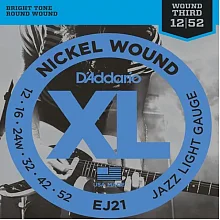 D'Addario EJ21 комплект струн, калибр 12-52, обмотка из никелированной стали