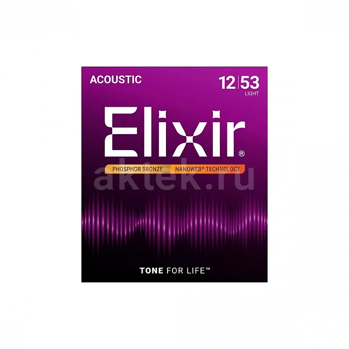 Elixir 16052 NanoWeb комплект струн, калибр 12-53