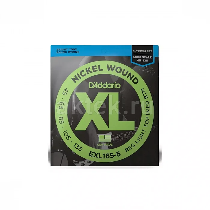 D'Addario EXL165-5 струны для 5-струнной бас-гитары, 45-135