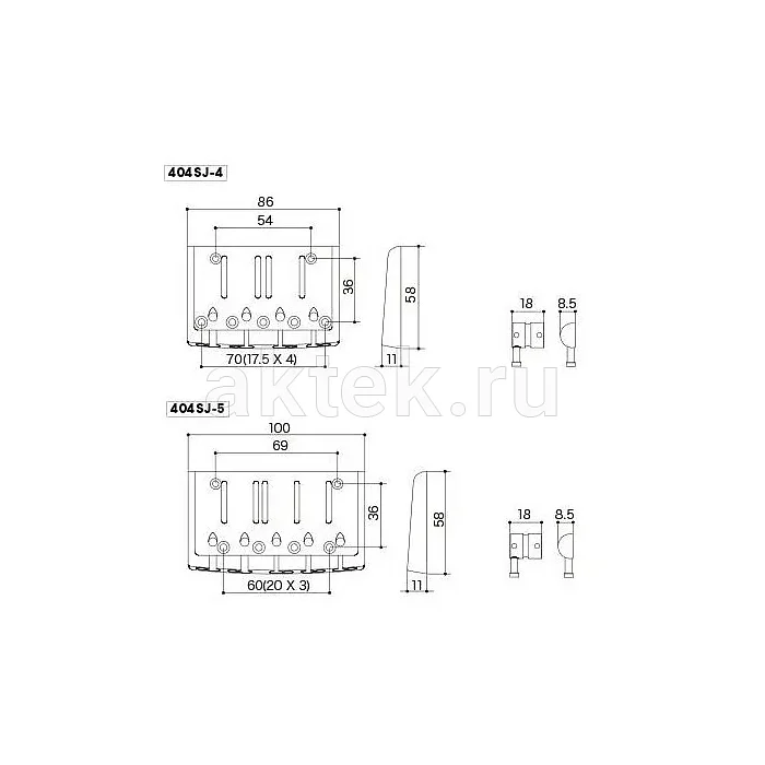 Gotoh 404SJ-4-CK басовый бридж, 4 струны, стальные сёдла, чёрный хром 2
