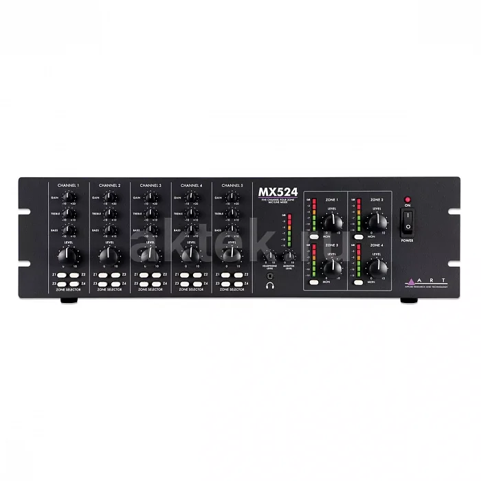ART MX524 рэковый микшер, 5 каналов, 4 зоны, фантомное питание