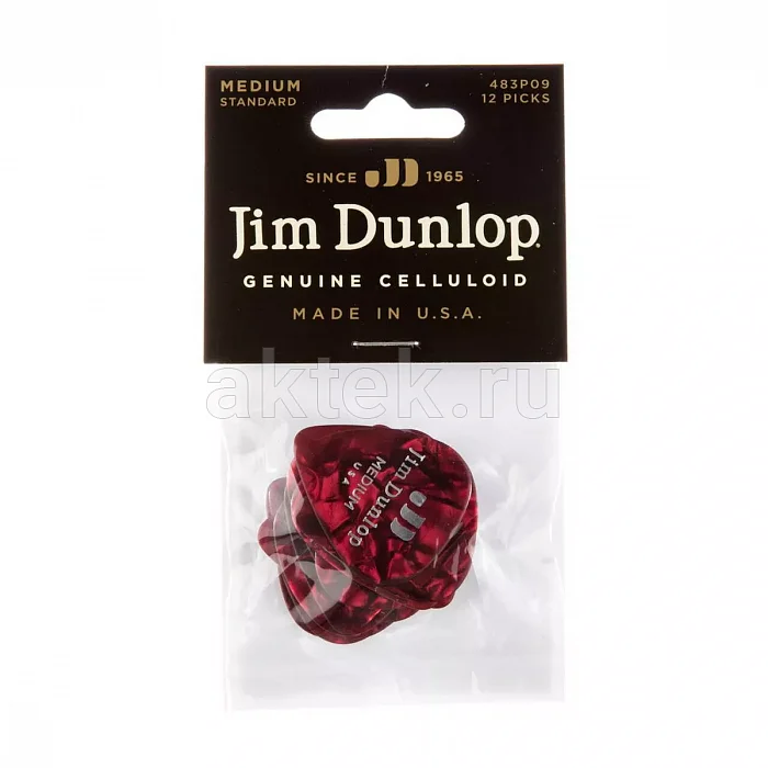Dunlop 483P09MD Celluloid Red Pearloid Medium медиаторы, целлулоид, 12 шт 4