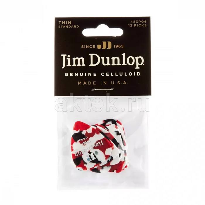 Dunlop 483P06TH Celluloid Confetti Thin 12Pack медиаторы, целлулоид, 12 шт 4