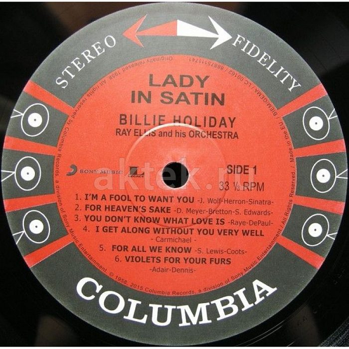 Виниловая пластинка BILLIE HOLIDAY - LADY IN SATIN 180 GRAM BLACK VINYL 12" 3