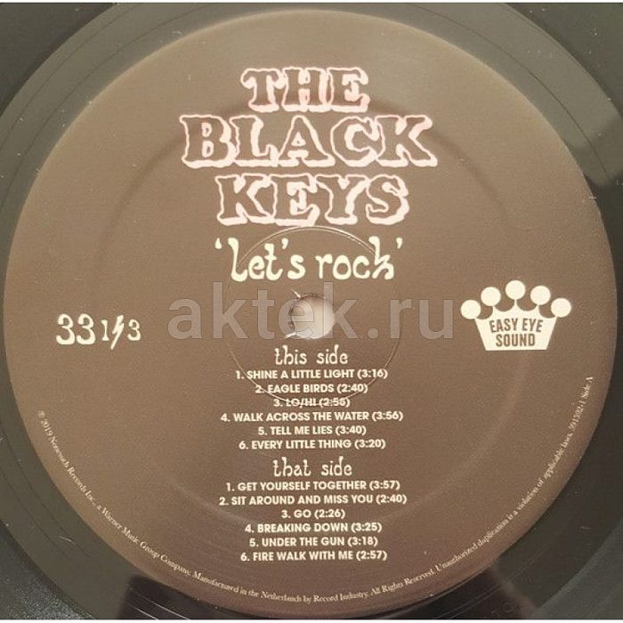 Виниловая пластинка THE BLACK KEYS - LETS ROCK 180 GRAM BLACK VINYL 12" 3