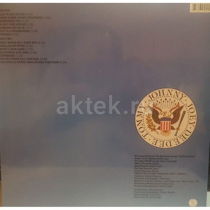 Виниловая пластинка RAMONES - LEAVE HOME 180 GRAM BLACK VINYL 12" 3