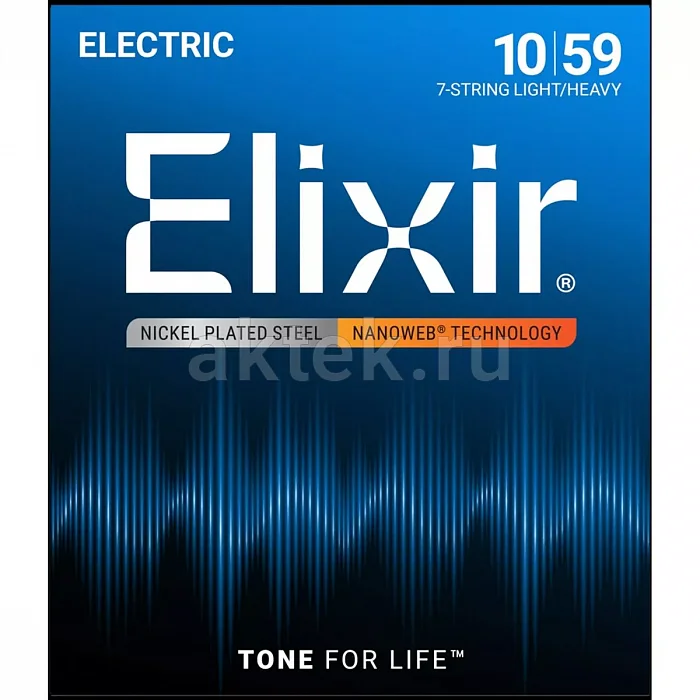 Elixir 12074 NanoWeb комплект струн семиструнной электрогитары, 10–59