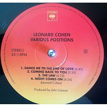 Виниловая пластинка LEONARD COHEN - VARIOUS POSITIONS BLACK VINYL 12" 3