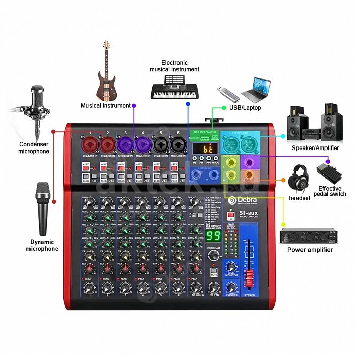 Аналоговый микшер с эффектами Debra SI-8UX 6