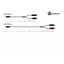 AuraSonics J35Y2RCA-3 аудио Y-кабель jack 3,5 -> 2 x RCA, 3 м 2