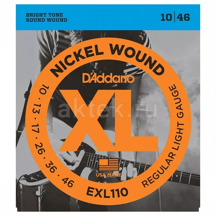 D'Addario EXL110 комплект струн, калибр 10-46, никелированная обмотка