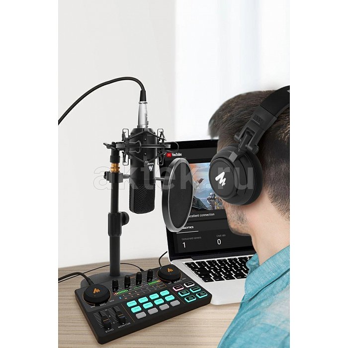 Комплект микшер, микрофон и наушники для подкастов и стримов MaonoCaster AM200-S1 11