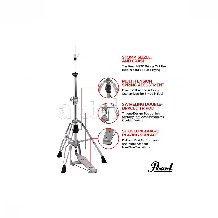 Pearl H-930 трёхопорная стойка хай-хэта с цепным приводом 9