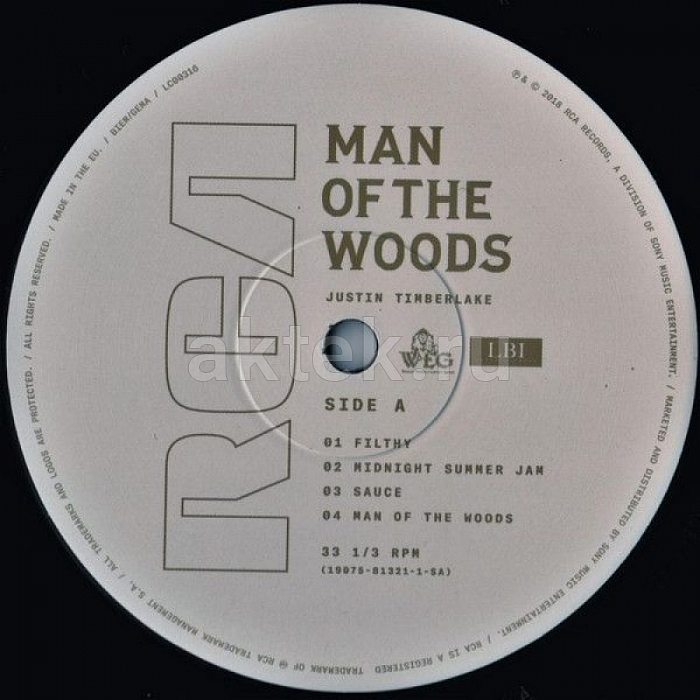 Виниловая пластинка JUSTIN TIMBERLAKE - MAN OF THE WOODS 180 GRAM BLACK VINYL 12" 3