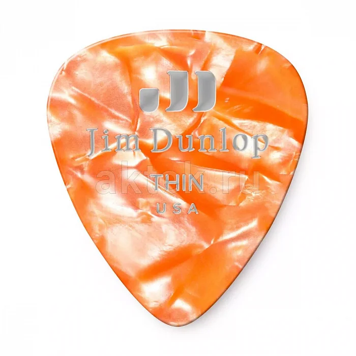 Dunlop 483P08TH Celluloid Orange Pearloid Thin медиаторы, целлулоид, 12 шт