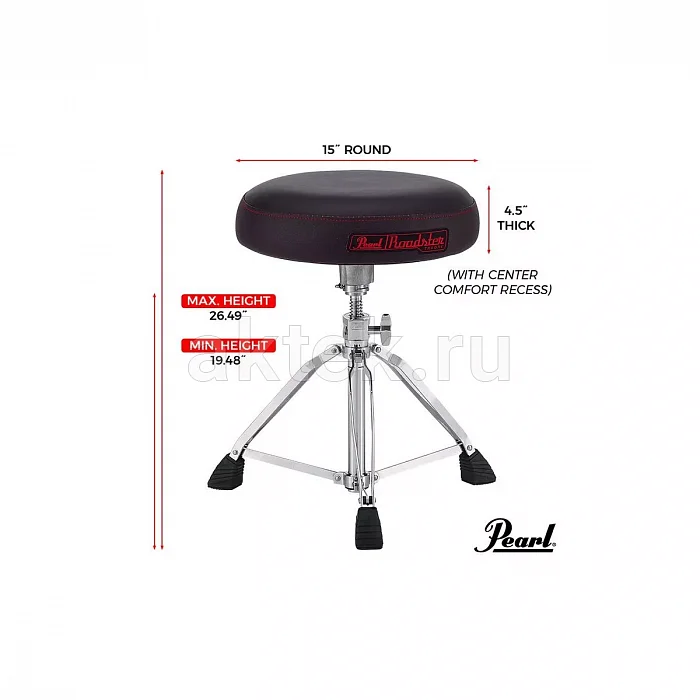 Pearl D-1500 круглая банкетка барабанщика, многослойная пена 6