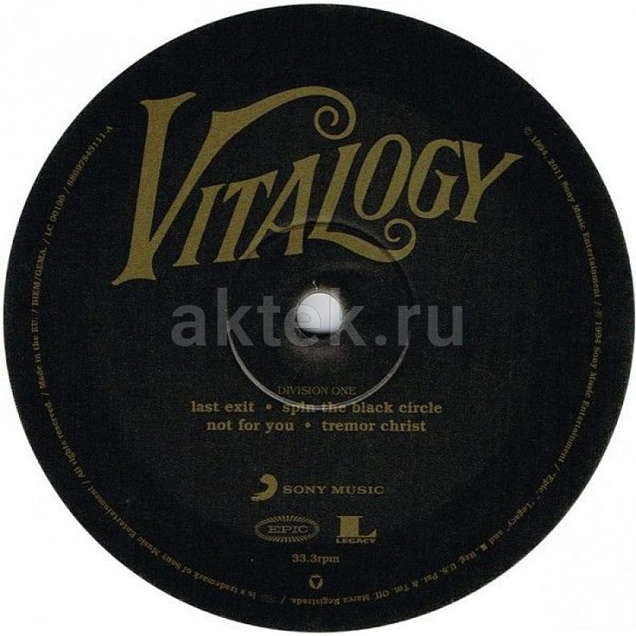 Виниловая пластинка PEARL JAM - VITALOGY VINYL EDITION BLACK VINYL 12" 3