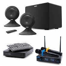 Премиальный комплект караоке с микрофонами и акустикой EVOBOX Black+ SE200D + Sphere 2.1