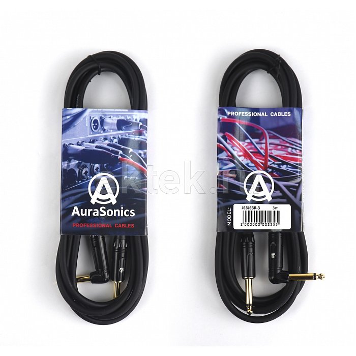 AuraSonics J63J63R-3 гитарный кабель Jack TS 6,3 мм - угловой Jack TS