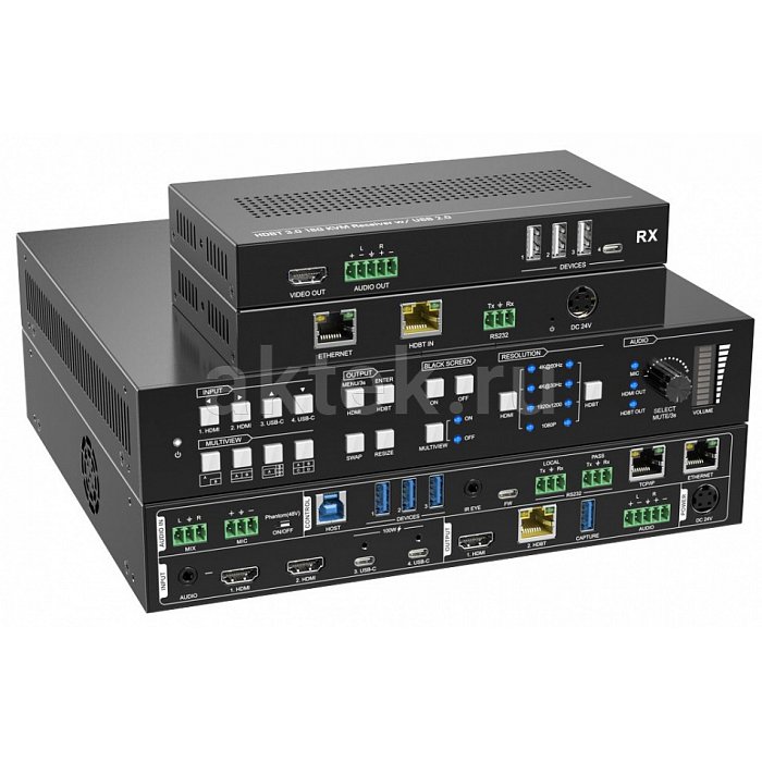 Digis SS-KVM42-2S коммутатор HDMI/USB-C/HDBaseT 4K60 100Вт с приёмником