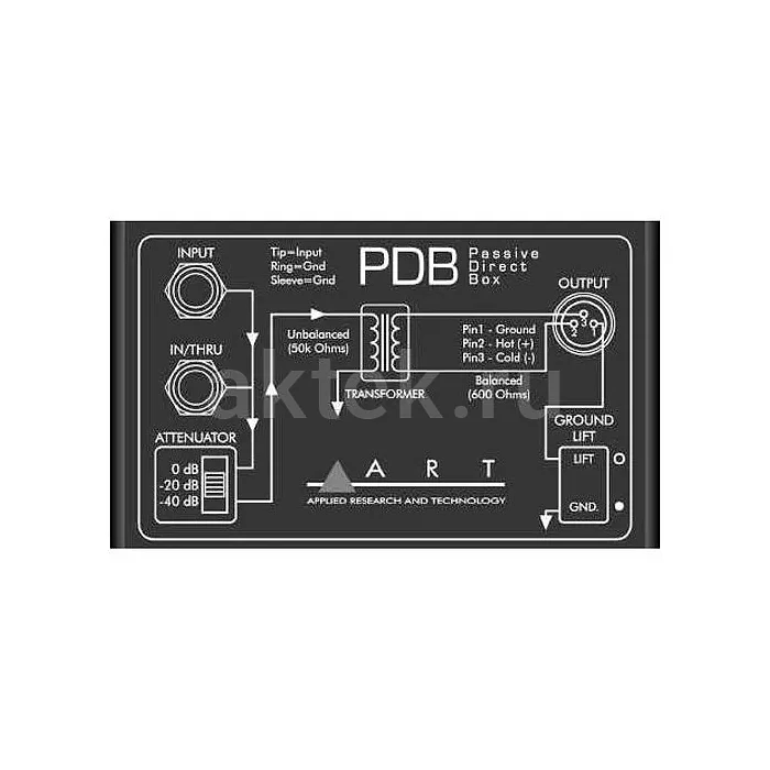 ART PDB пассивный директ-бокс Jack–XLR, аттенюатор, Ground Lift, металлический корпус 3