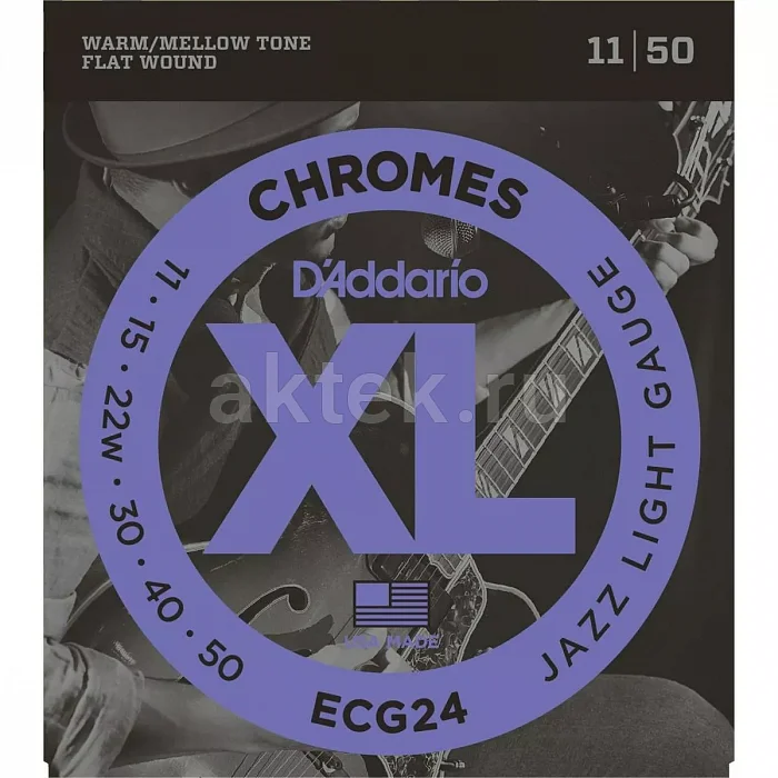 D'Addario ECG24 комплект струн, калибр 11-50, плоская обмотка, Light