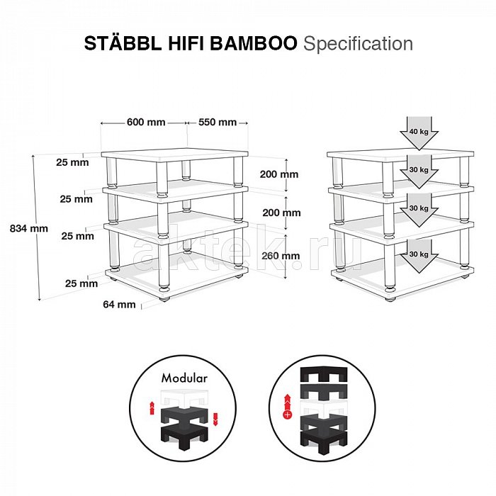 NorStone Stabbl Bamboo Black стойка для Hi-Fi аппаратуры 3