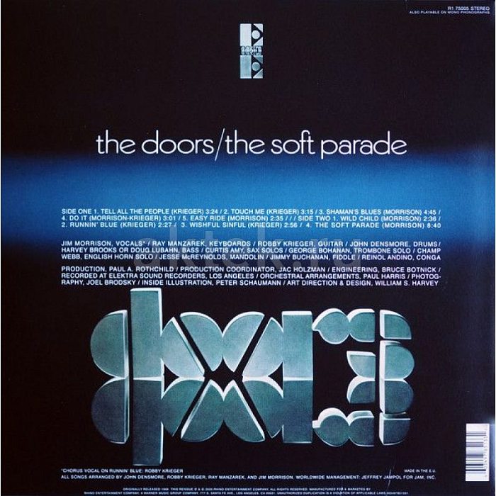 Виниловая пластинка THE DOORS - SOFT PARADE BLACK VINYL 12" 3
