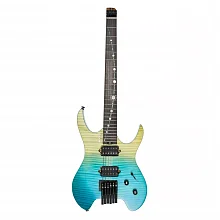 Mooer MHL100 Blue Burst безголовая электрогитара, два хамбакера, 24 лада