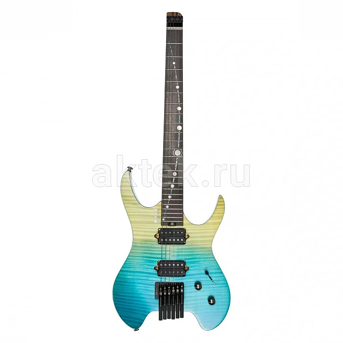 Mooer MHL100 Blue Burst безголовая электрогитара, два хамбакера, 24 лада