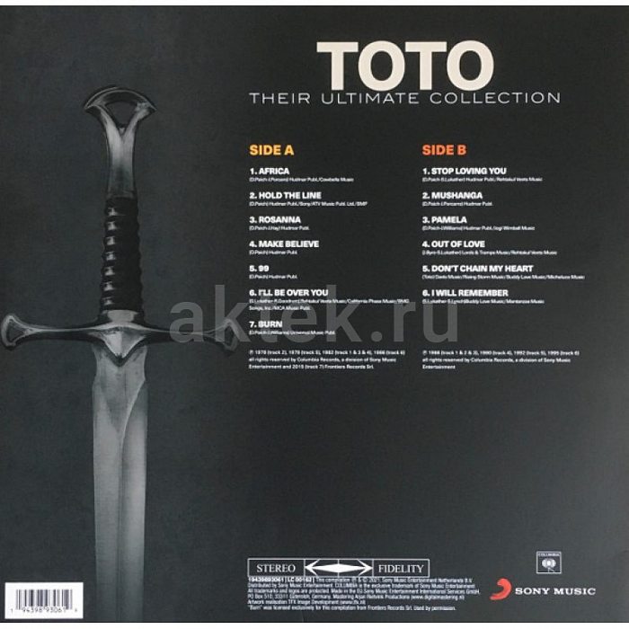 Виниловая пластинка TOTO - THEIR ULTIMATE COLLECTION 180 GRAM BLACK VINYL LIMITED EDITION 12" 2