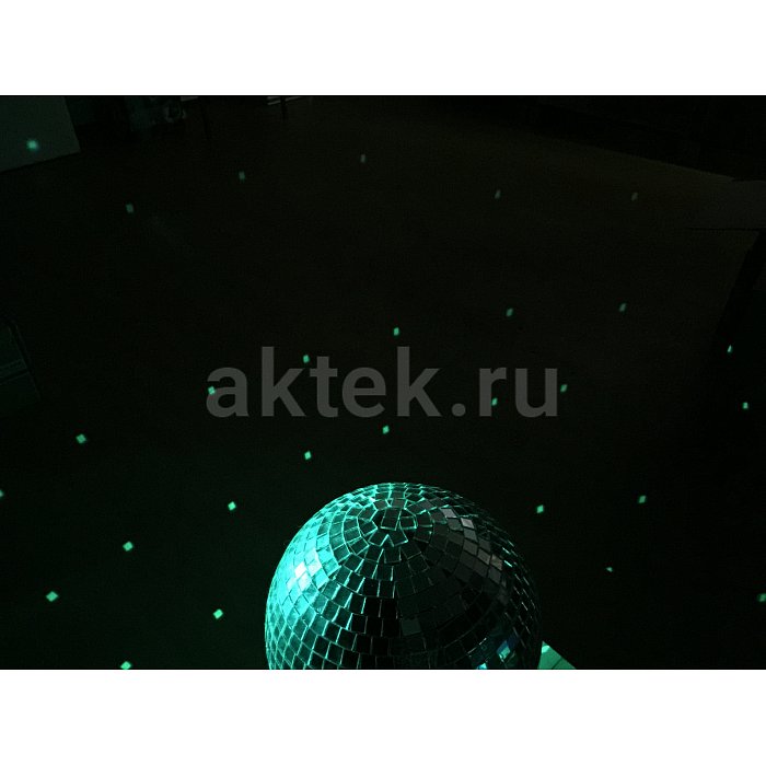 Комплект: зеркальный шар 20см, мотор, цветной LED прожектор 3