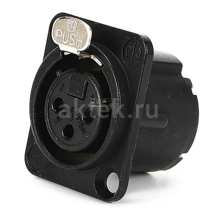 Neutrik NC3FD-LX-B панельный разъем XLR female, золоченые контакты