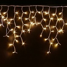 Гирлянда Айсикл (бахрома) с белым проводом NEON-NIGHT 176x11 Вт LED 4,8х0,6м теплый белый