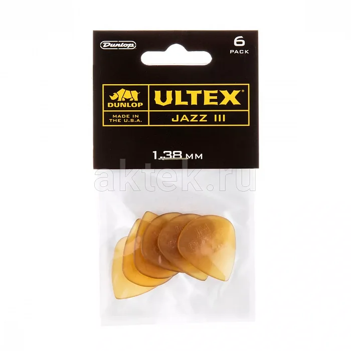 Dunlop 427P138 Ultex Jazz III 6Pack медиаторы, 1,38 мм
