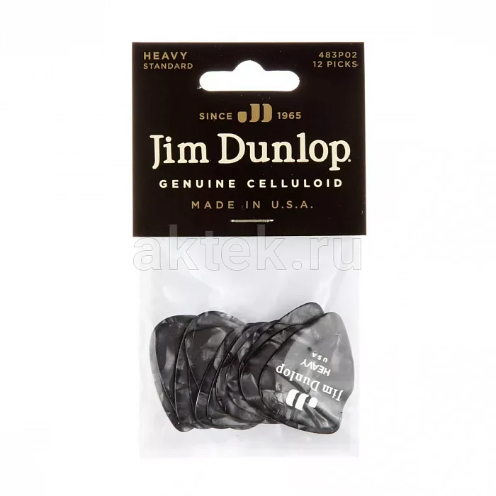 Dunlop 483P02HV Celluloid Black Pearloid Heavy медиаторы, целлулоид, 12 шт 4