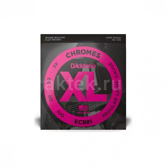 D'Addario ECB81 комплект струн, калибр 45-100, плоская обмотка