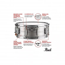 Pearl STH1450AL малый барабан, алюминий, 14×5″ 3 Pearl STH1450AL малый барабан, алюминий, 14×5″ 3
