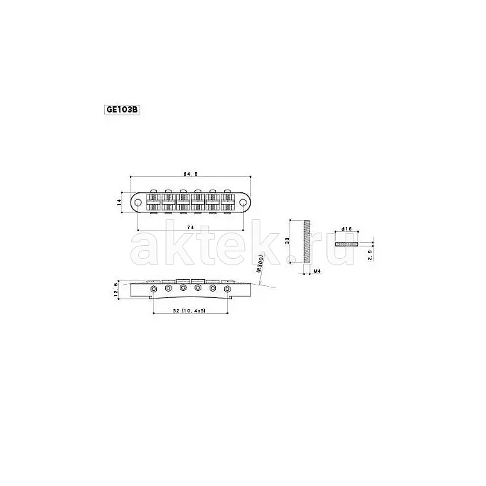 Gotoh GE103B-N гитарный бридж Tune-O-Matic ABR-1 2