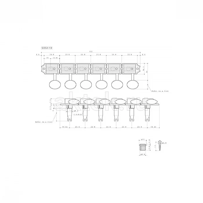 Gotoh SDS510-05M-G-(L6) закрытые гитарные колки, 6 слева, передача 1:15 4