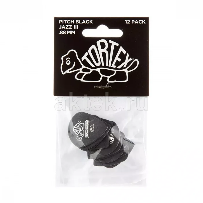 Dunlop 482P088 Tortex Pitch Black Jazz медиаторы, 0,88 мм 4