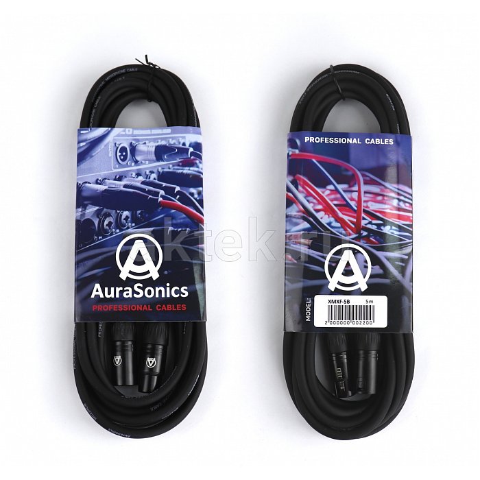 AuraSonics XMXF-5B кабель микрофонный XLR(F)-XLR(M), 5 м, 24 AWG, чёрный