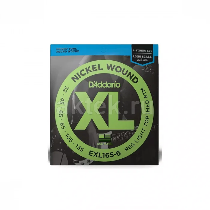 D'Addario EXL165-6 комплект струн, 6 струн, калибр 32-135