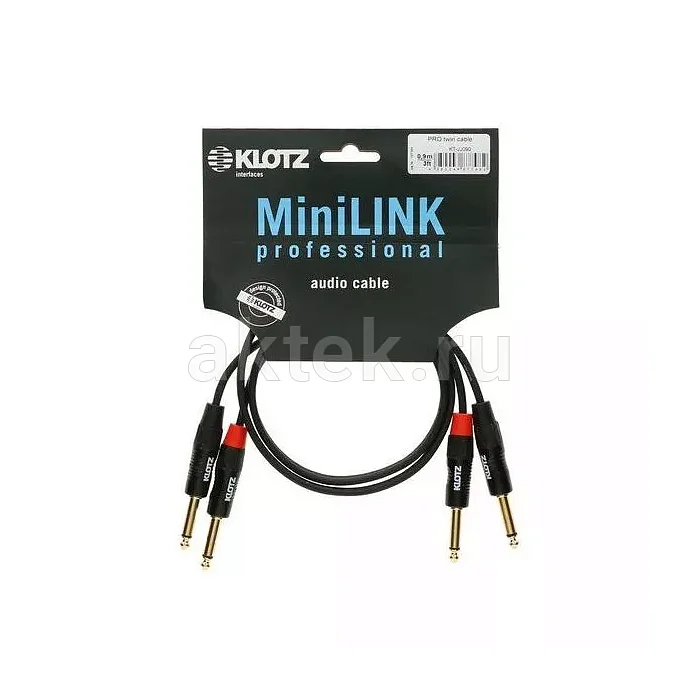 Klotz KT-JJ300 стереопара кабелей 2×Jack–2×Jack, 3 м, позолоченные контакты