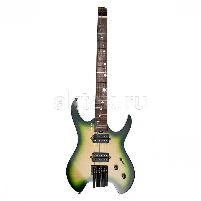 Mooer MHL100 Green Gradient безголовая электрогитара, 24 лада, два хамбакера